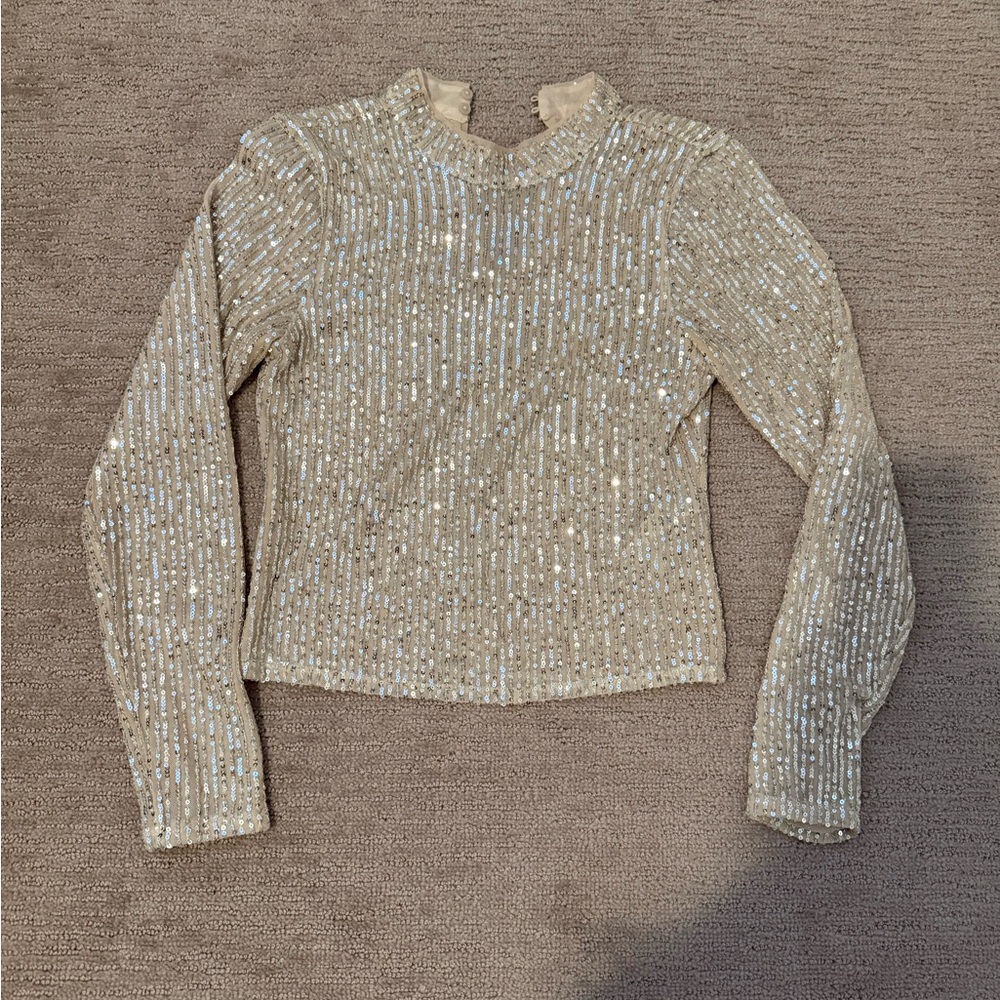 Abercrombie & Fitch Cream Sequin Blouse